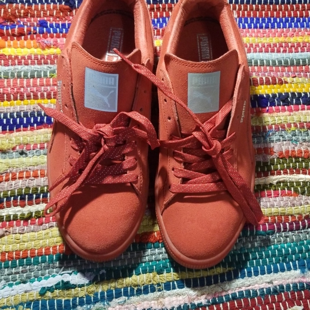 Red puma suede
